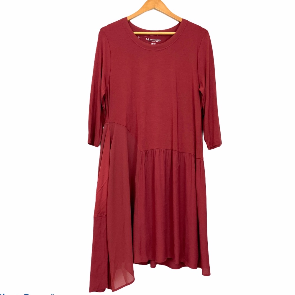 Soft Surroundings Asymmetrical Dress En Pointe Red NWOT Petite Large PL